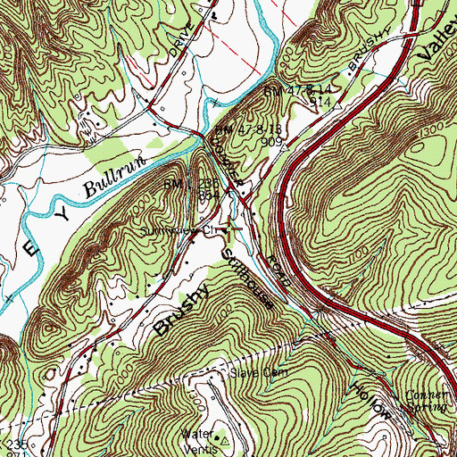 Topographic Map of Sunnyview Church, TN