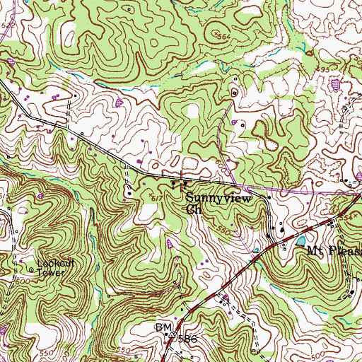 Topographic Map of Sunnyview Church, TN