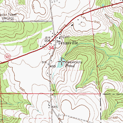 Topographic Map of Spencers Pond, AL