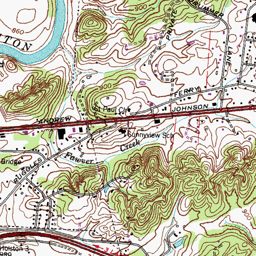 Topographic Map of Sunnyview School, TN