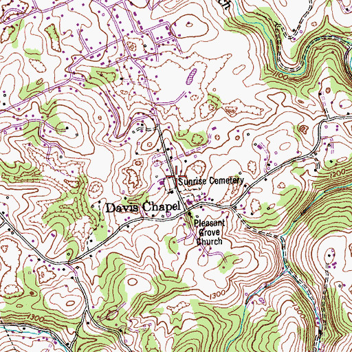 Topographic Map of Sunrise Cemetery, TN