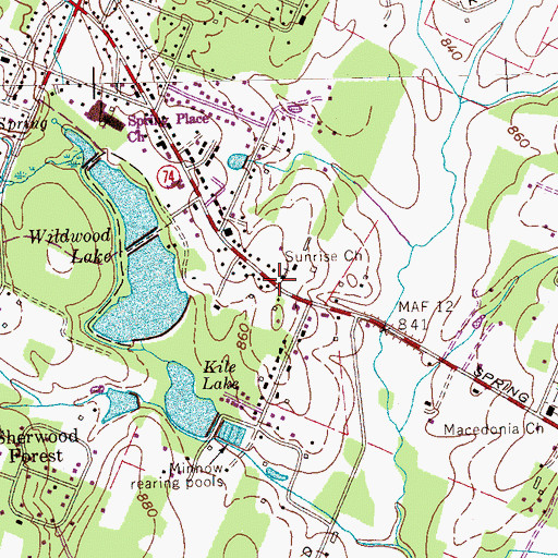 Topographic Map of Sunrise Church, TN