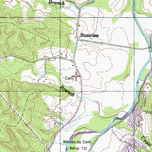 Topographic Map of Sunrise School, TN