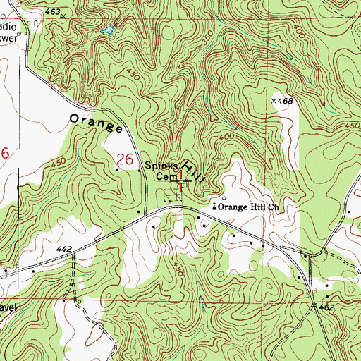 Topographic Map of Spinks Cemetery, AL