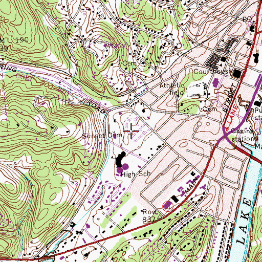 Topographic Map of Sunset Cemetery, TN