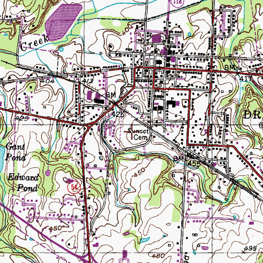Topographic Map of Sunset Cemetery, TN