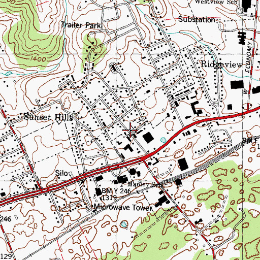 Topographic Map of Sunset Hills, TN