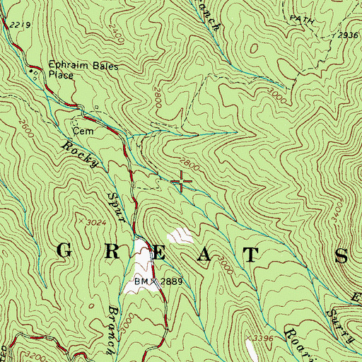 Topographic Map of Surry Fork, TN