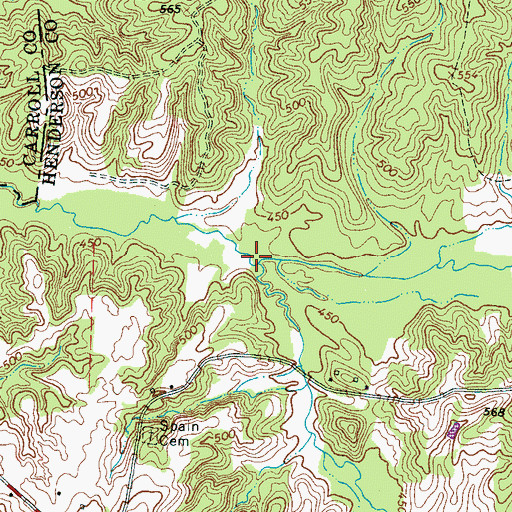 Topographic Map of Susan Branch, TN