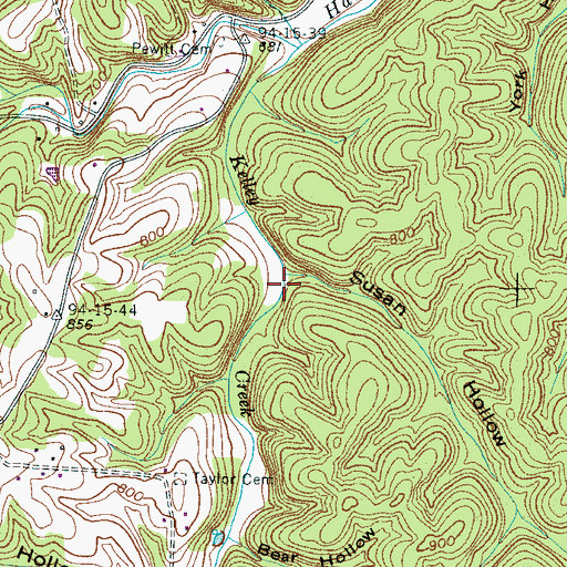 Topographic Map of Susan Hollow, TN