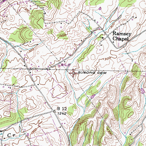 Topographic Map of Susong Cemetery, TN