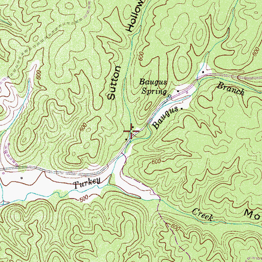Topographic Map of Sutton Hollow, TN