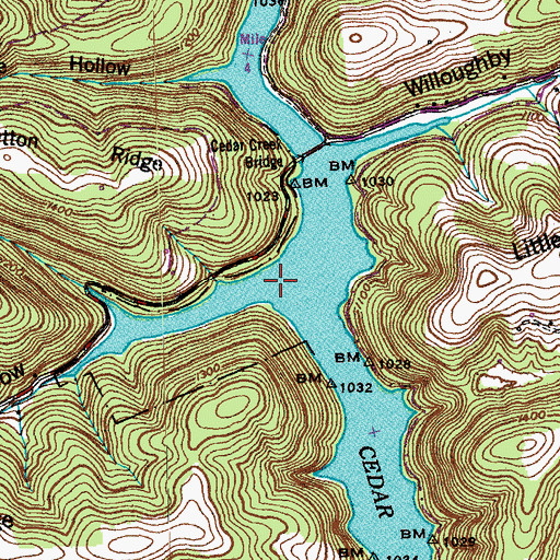 Topographic Map of Sutton Hollow, TN