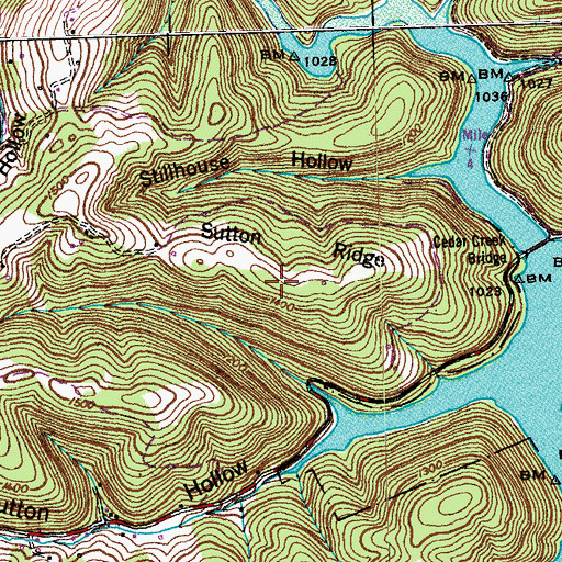 Topographic Map of Sutton Ridge, TN