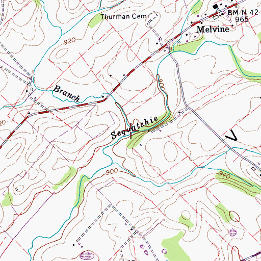 Topographic Map of Swafford Branch, TN