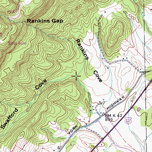 Topographic Map of Swafford Cove, TN