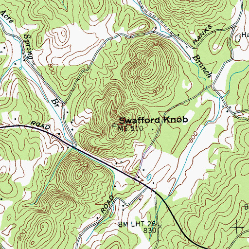 Topographic Map of Swafford Knob, TN
