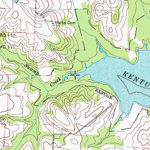 Topographic Map of Swamp Creek, TN