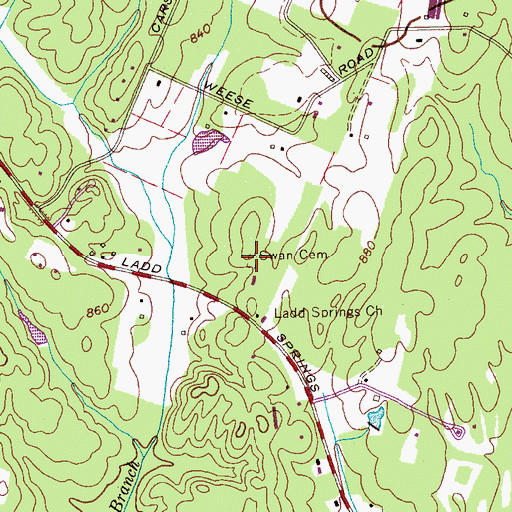 Topographic Map of Swan Cemetery, TN