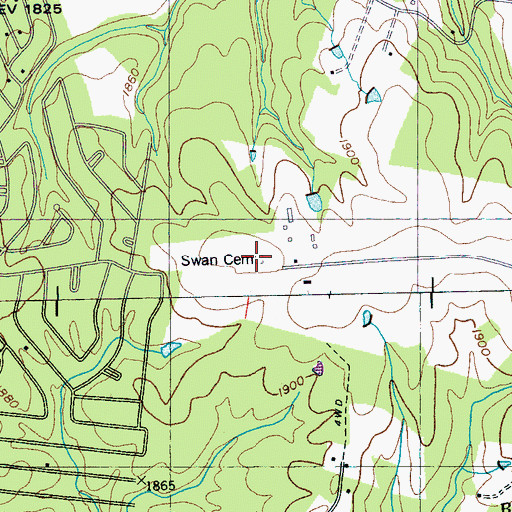 Topographic Map of Swan Cemetery, TN