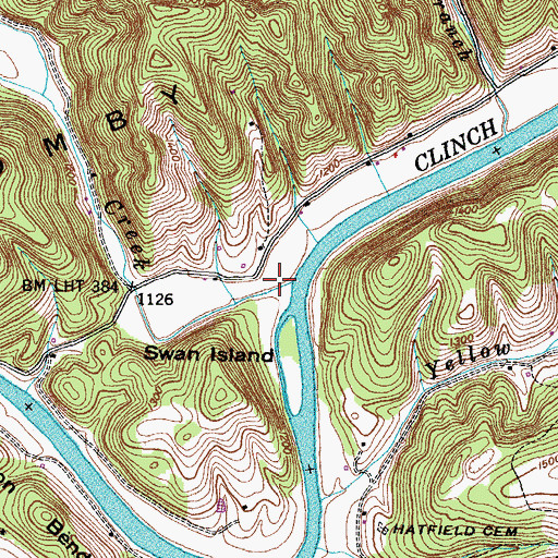 Topographic Map of Swan Creek, TN