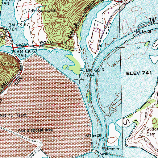 Topographic Map of Swan Pond Creek, TN