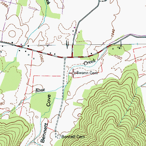 Topographic Map of Swann Cemetery, TN