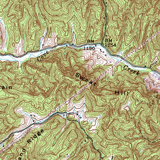 Topographic Map of Sweat Hill, TN