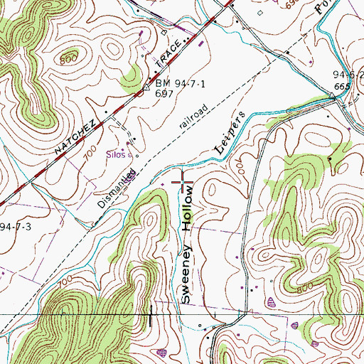 Topographic Map of Sweeney Hollow, TN