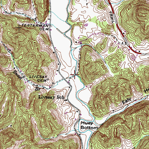 Topographic Map of Sweet Branch, TN