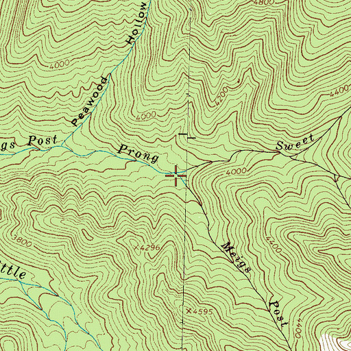 Topographic Map of Sweet Creek, TN