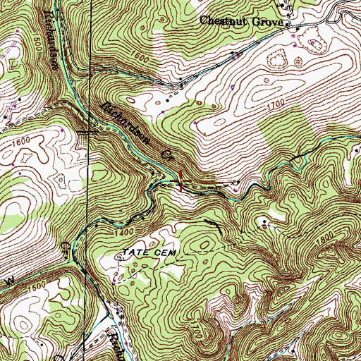 Topographic Map of Sweet Creek, TN