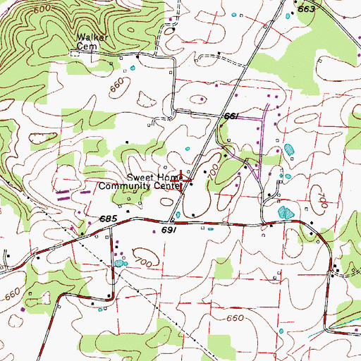 Topographic Map of Sweet Home Community Center, TN