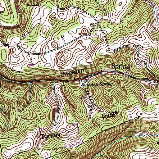 Topographic Map of Sweeten Spring, TN
