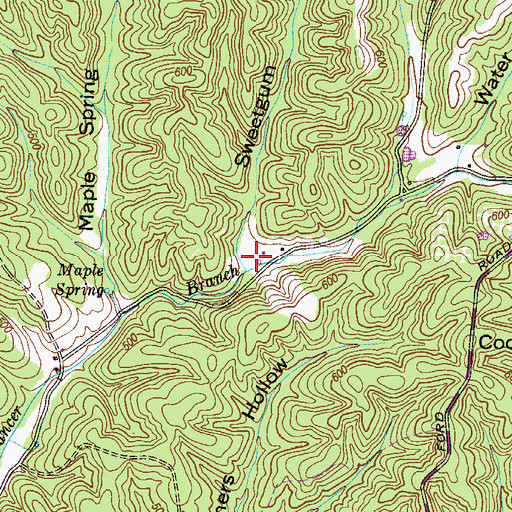 Topographic Map of Sweetgum Hollow, TN