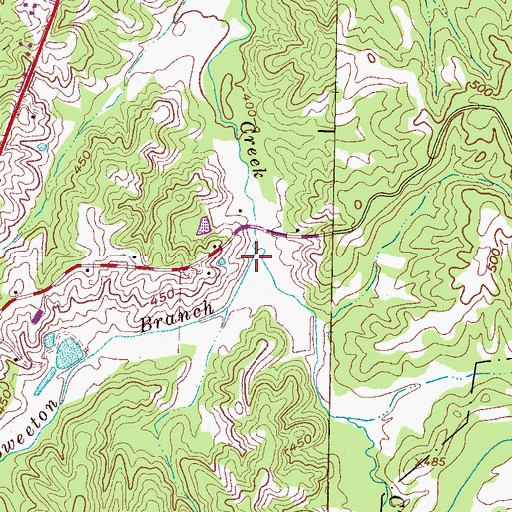 Topographic Map of Sweeton Branch, TN