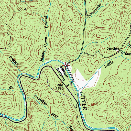 Topographic Map of Sweetwater Branch, TN