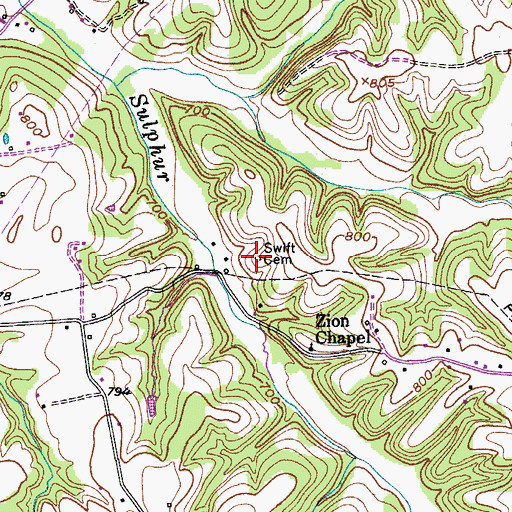 Topographic Map of Swift Cemetery, TN