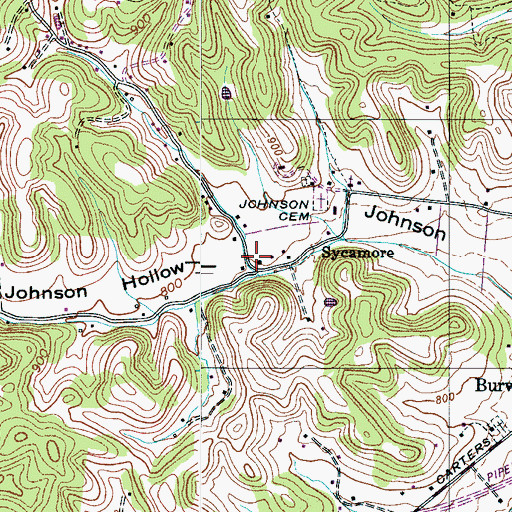 Topographic Map of Sycamore, TN