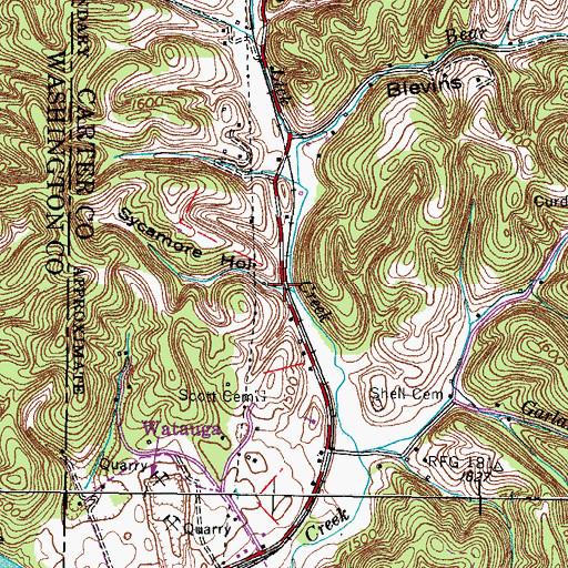 Topographic Map of Sycamore Hollow, TN