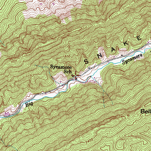 Topographic Map of Sycamore School, TN