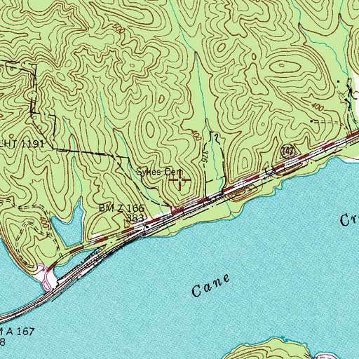 Topographic Map of Sykes Cemetery, TN