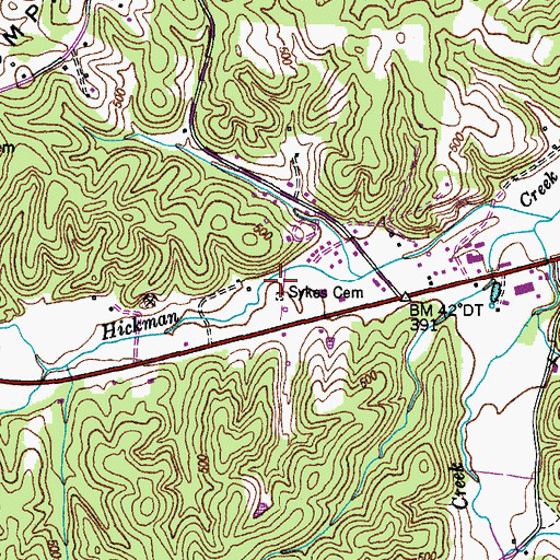 Topographic Map of Sykes Cemetery, TN