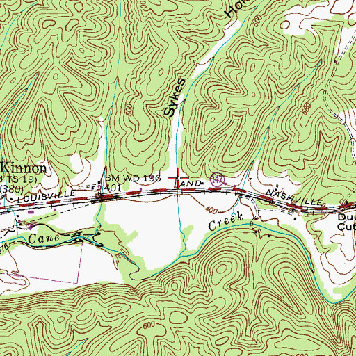 Topographic Map of Sykes Hollow, TN