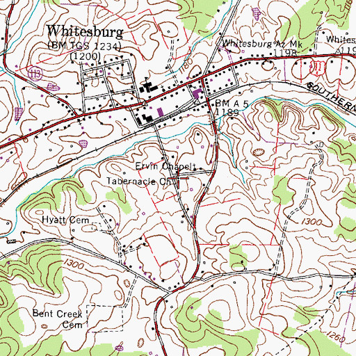 Topographic Map of Tabernacle Church, TN