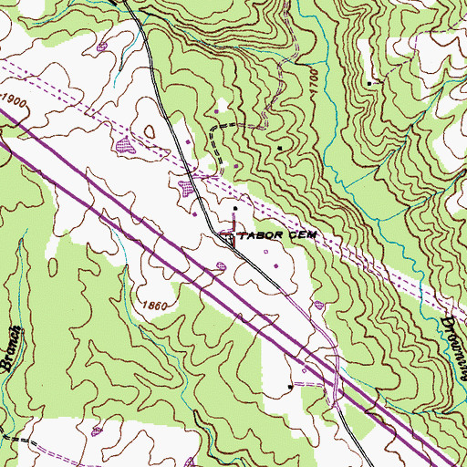 Topographic Map of Tabor Cemetery, TN