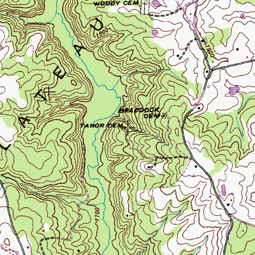 Topographic Map of Tabor Cemetery, TN