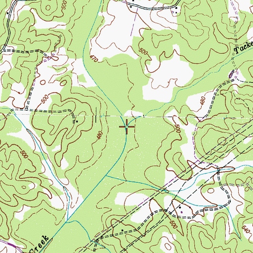 Topographic Map of Tacker Creek, TN