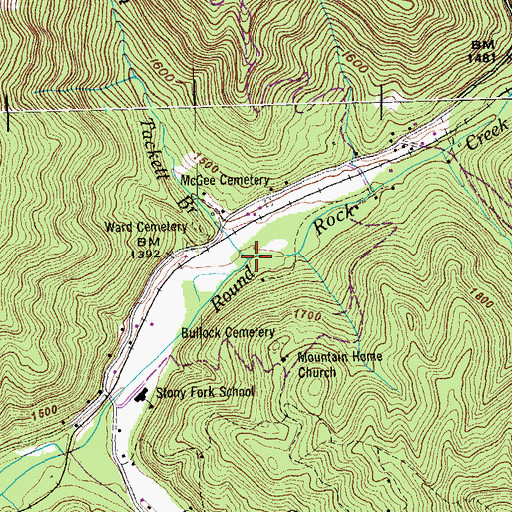 Topographic Map of Tackett Branch, TN