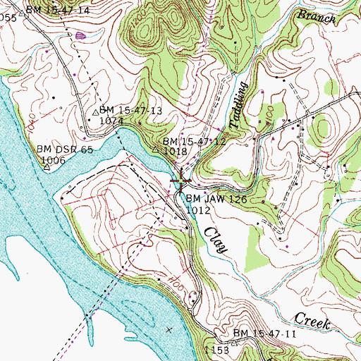 Topographic Map of Taddling Branch, TN